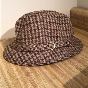 Vintage Stetson Plaid Wool Fedora Hat Lined Men’s  7 1/8 Brown